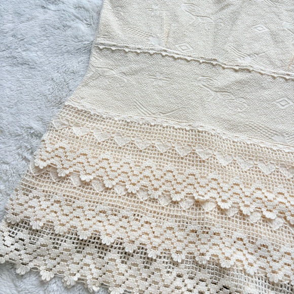 100% Cotton Lace Knit Tank XS | Boho Cottagecore Textured Cream Summer Top - Picture 6 of 9